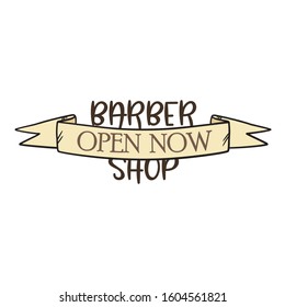Barber Shop Colored Logo, open now, emblem, badge, freehand, drawing, design, vector, hair salon, hairdresser, vintage, retro, men, grooming, sign, illustration, tag, label, haircut, care, old, beige