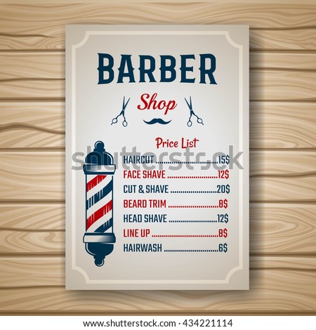 barber shop colored price brochure list のベクター画像素材
