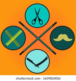 barber shop 
comb scissors mustache razor