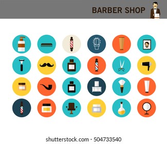 barber shop concept flat icons.