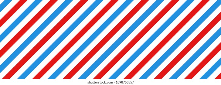 Barber shop concept pattern. Barbershop background. Vector red, white and blue diagonal lines seamless texture. Vector on isolated background. EPS 10