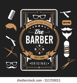 Barber shop design elements,Set of vintage barber shop logo, labels, badges and design element,vector