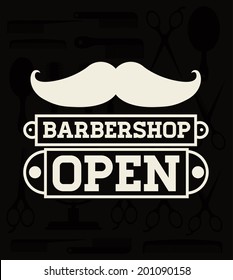 Barber shop design over black background, vector illustration