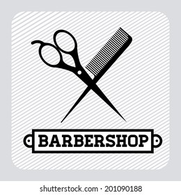 Barber shop design over gray background, vector illustration