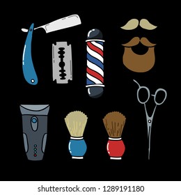 barber shop doodle icons