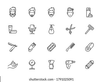 Barber Shop Elements - Minimal Thin Line Web Icon Set. Outline Icons Collection. Simple Vector Illustration.