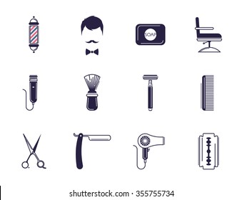 Barber Shop Elements. Set flat line vector icons for your design