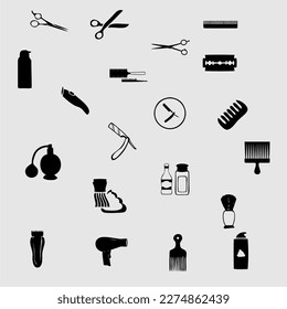 Barber shop elements set. Gray background.vector illustration
