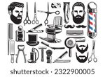 barber shop elements vector and illustration