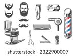 barber shop elements vector and illustration