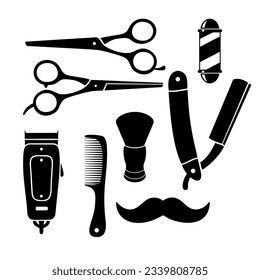 barber shop elements vector set on white background .shavers illustration