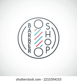 Barber Shop Emblem in einem Kreis Rahmen. Vektor-Barber-Shop-Symbol einzeln auf weißem Hintergrund.