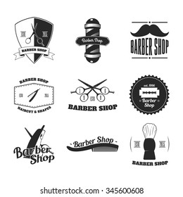 Barber shop emblem, label and badges set