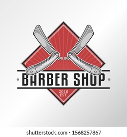 Barber Shop Emblema. Vector Design Business. Illustration Hair Saloon Symbol. Insignia Banner Logo.