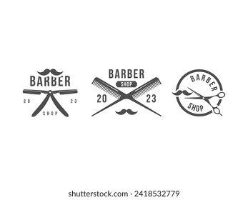 Barber shop emblems logo vector templates