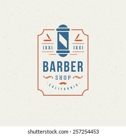 Barber shop emlem design element in vintage style for label or badge and other design. Barber shop pole silhouette retro vector illustration.