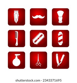 barber shop equepment and tools vektor icons 