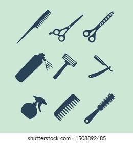 Barber Shop Equipment Icon Set