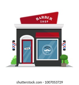 Barber shop.The facade of shop icon in flat style.Vector illustration