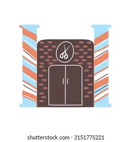 Barber Shop Facade Icon Isolated