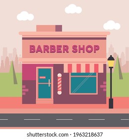 Barber Shop Facade Street Scene