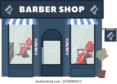 Barber Shop Facade Vector Illustration