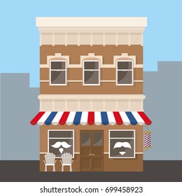 Barber shop facade. Vector illustration