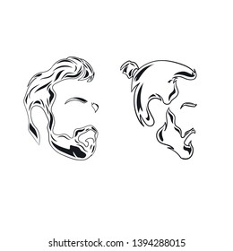 barber shop face modern design vector illustration hipster flat logo