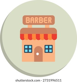 Barber Shop Flat Circle Style Icon