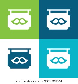 Barber Shop Flat four color minimal icon set