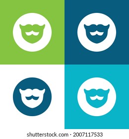 Barber Shop Flat four color minimal icon set