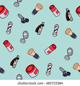 Barber shop flat outline isometric pattern
