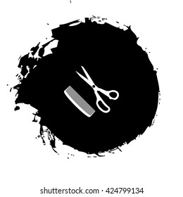 Barber Shop Flat Paper Cut Style Stock Vector Icon