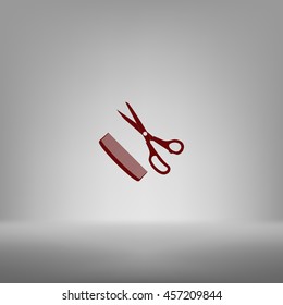 Barber Shop Flat Paper Cut Style Stock Vector Icon