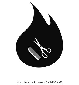 Barber Shop Flat Paper Cut Style Stock Vector Icon