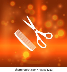 Barber Shop Flat Paper Cut Style Stock Vector Icon