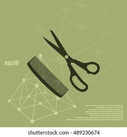 Barber Shop Flat Paper Cut Style Stock Vector Icon