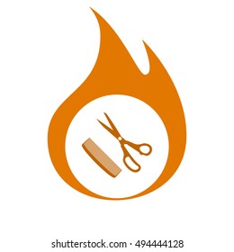 Barber Shop Flat Paper Cut Style Stock Vector Icon