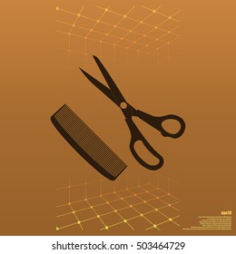 Barber Shop Flat Paper Cut Style Stock Vector Icon