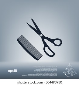 Barber Shop Flat Paper Cut Style Stock Vector Icon