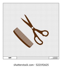 Barber Shop Flat Paper Cut Style Stock Vector Icon