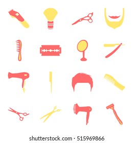 Barber shop flat sign icon on background