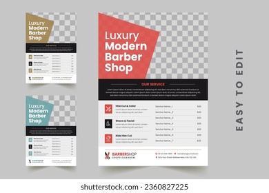 Planilla de volante de la Barbería Salón de belleza creativo editable Cutting and Spa Business Flyer
