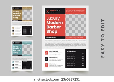 Barber Shop Flyer Template Editable Creative Beauty Salon Hair Cutting and Spa Business Flyer