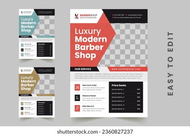 Barber Shop Flyer Template Editable Creative Beauty Salon Hair Cutting and Spa Business Flyer