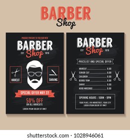 Barber Shop Flyer Template. Price List And Special Offer