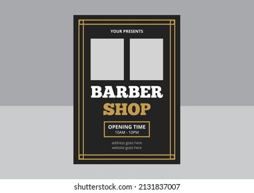 Barber Shop Flyer Template. Barber shop price or brochure list with prices at the hairstyles and haircuts on table vector illustration. Cover, Poster, Leaflet, Flyer Design.