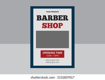Barber Shop Flyer Template. Barber shop price or brochure list with prices at the hairstyles and haircuts on table vector illustration. Cover, Poster, Leaflet, Flyer Design.
