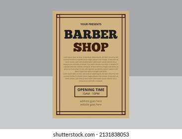 Barber Shop Flyer Template. Barber shop price or brochure list with prices at the hairstyles and haircuts on table vector illustration. Cover, Poster, Leaflet, Flyer Design.