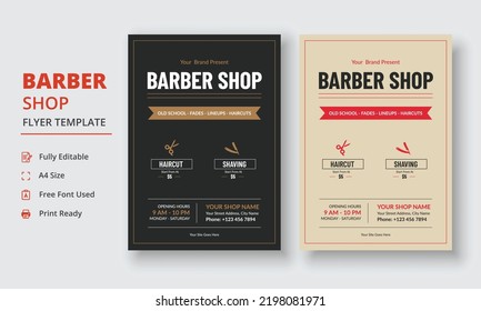 Barber Shop Flyer Template, Salon Flyer Template, Beauty Salon Flyer and poster leaflet template design